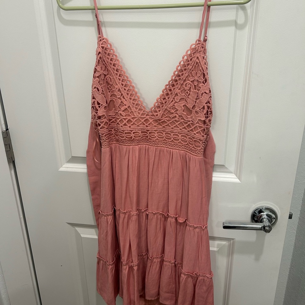 Francesca's Collections Pink Lace Mini Dress